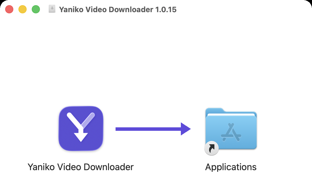 Dragging the Yaniko icon onto the Applications folder